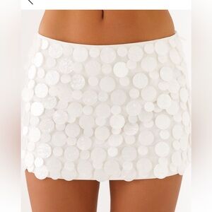 Peppermayo Cream Sequin Bubble Mini Skirt